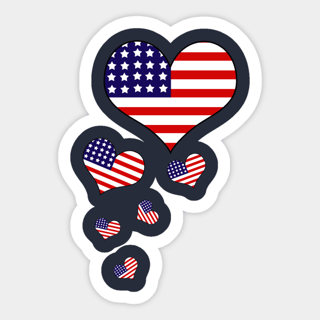 American Flag Hearts Independence Day Sticker by letnothingstopyou